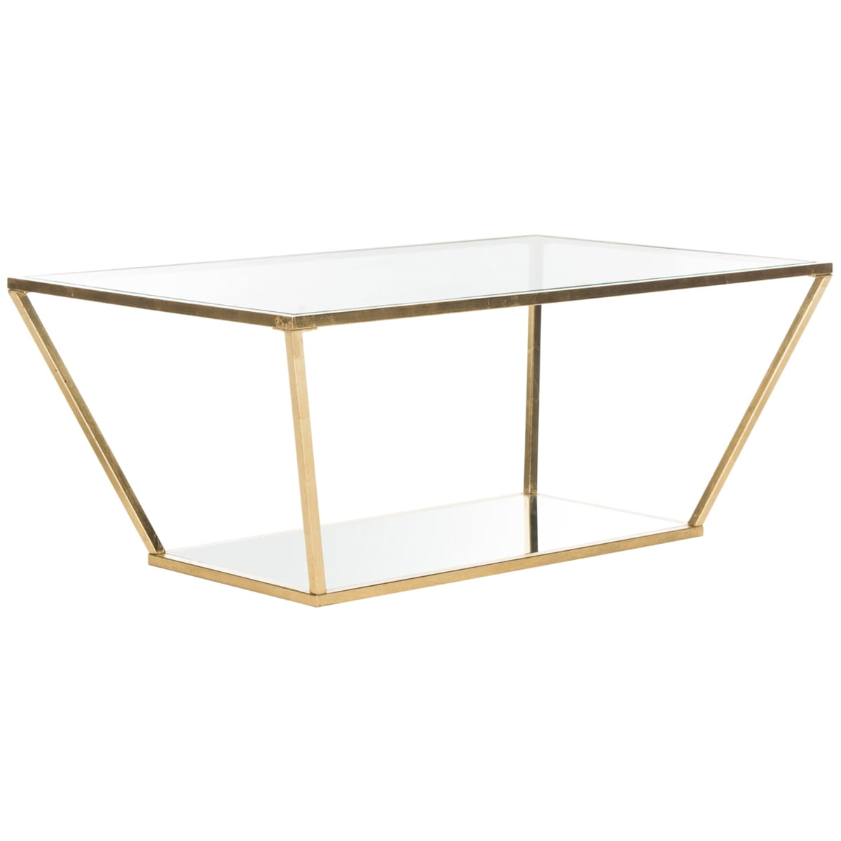 Velmora™ Allene Gold Leaf Retro Coffee Table, Gold/Clear