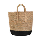 Velmora™ Natural and Black Round Rush Baskets, Set of 2