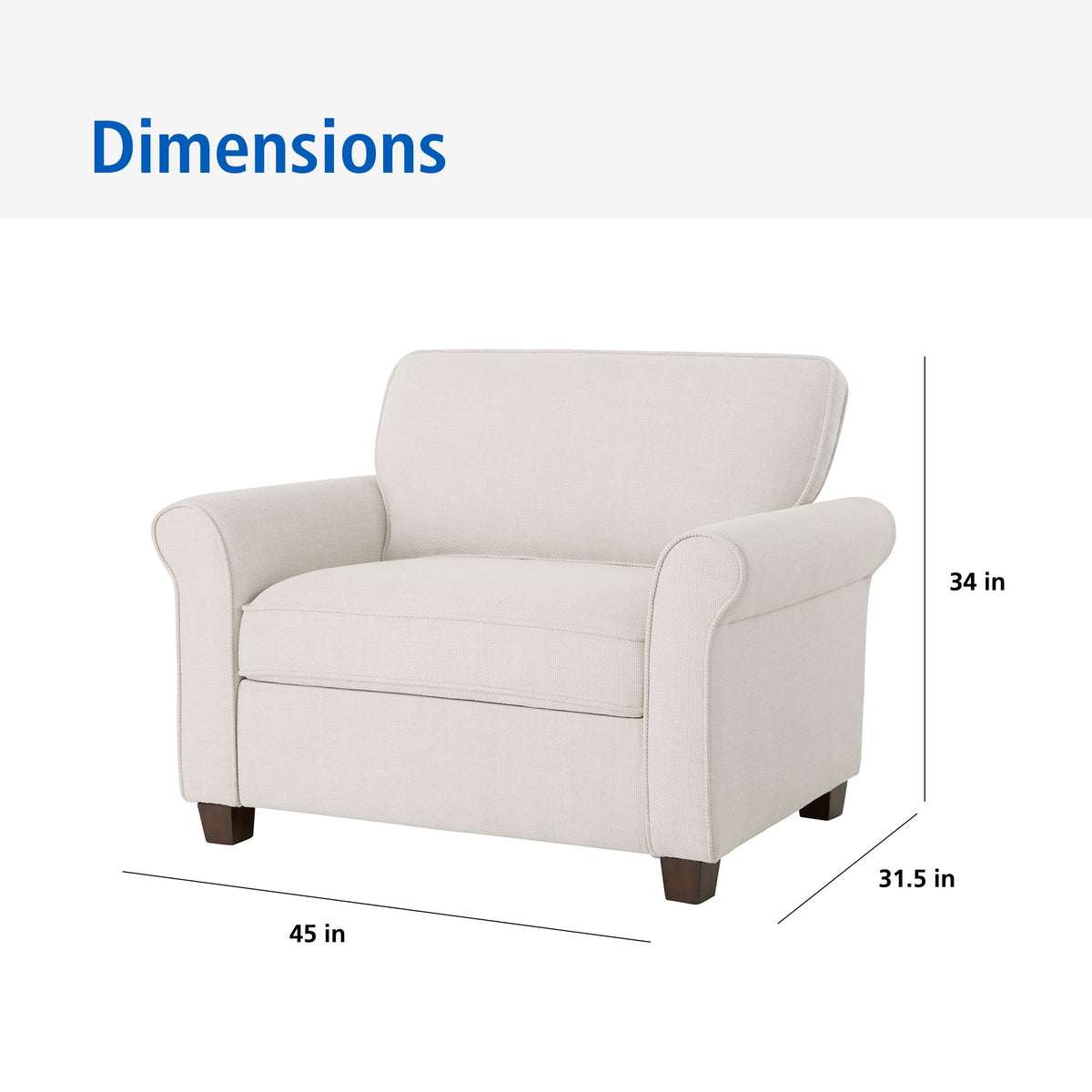 Velmora™ Rolled Arm Storage Accent Chair, Cream