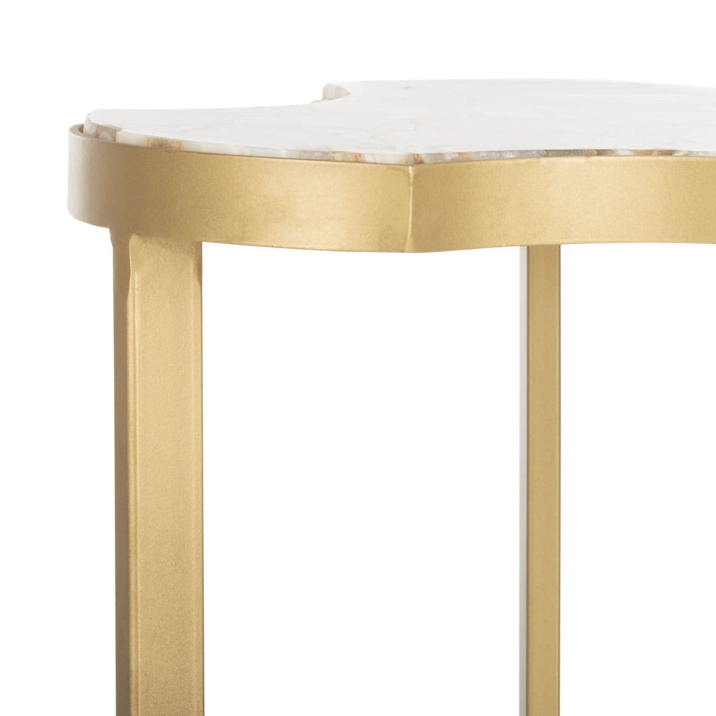 Velmora™ Suki Agate Modern Glam Tripod Accent Table, White/Gold