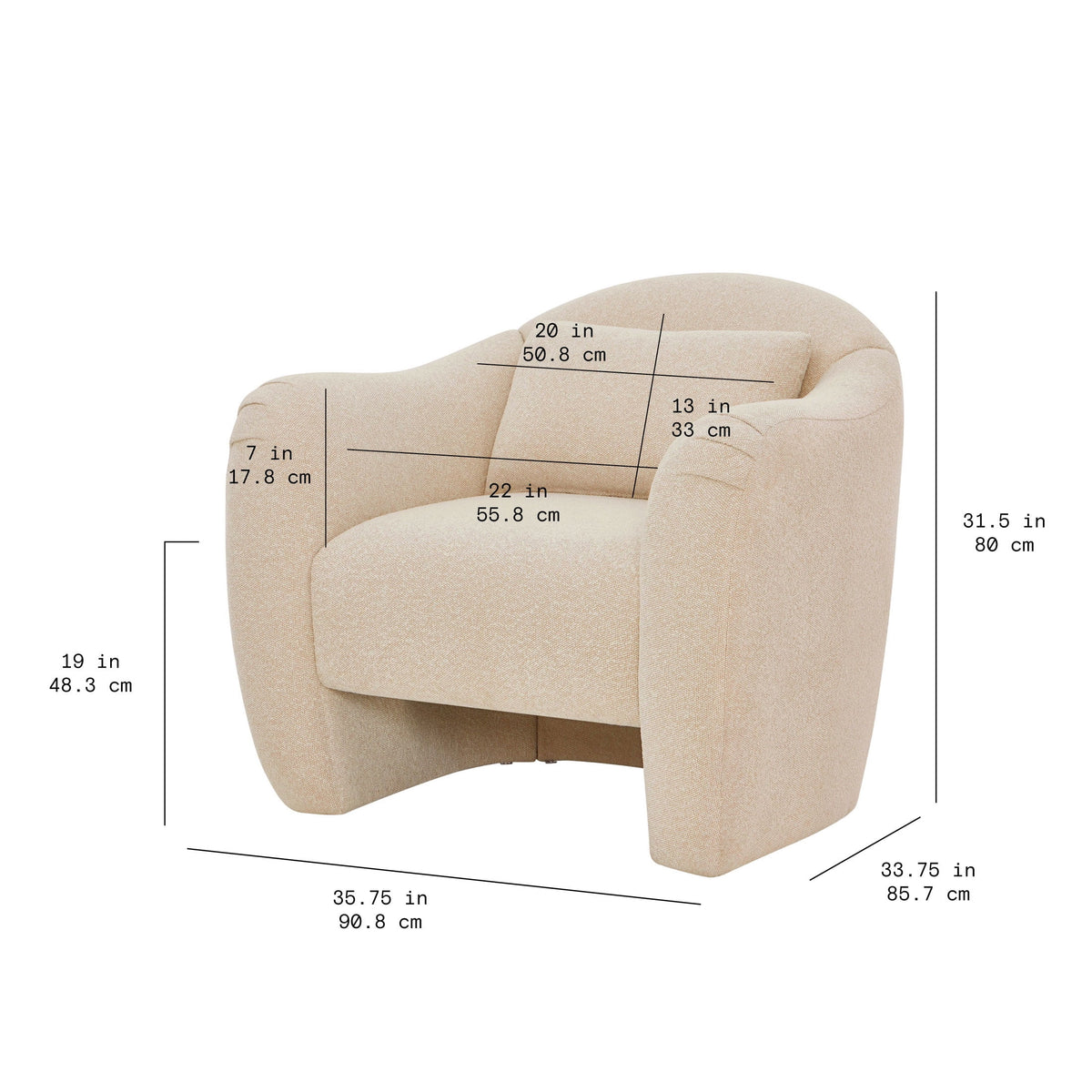 Velmora™ Beautiful Barrymore Accent Chair , Cream Shearling