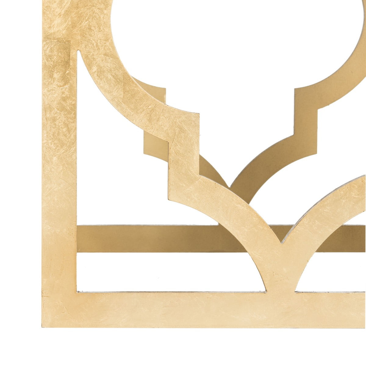 Velmora™ Milo Trellis Glam Gold Leaf Wood End Table, Gold
