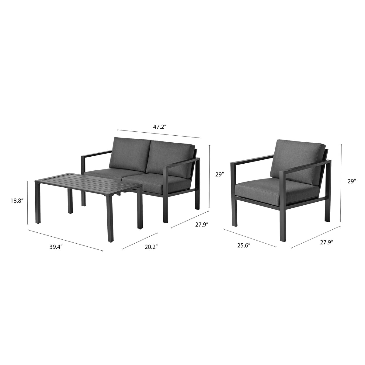 Velmora™ Dashwood Outdoor Patio Conversation Set, 4-Piece, Seats 4, Gray