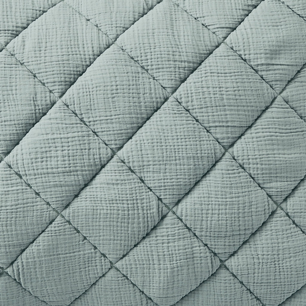 Velmora™ Diamond Gauze Quilt, Sage Green, Full/Queen