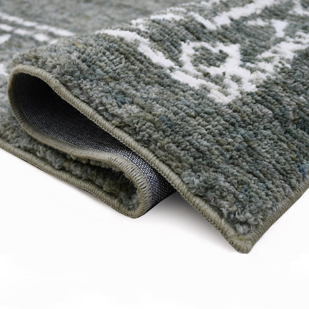 Velmora™ Green Bordered Tufted Washable Area Rug, 8 ft x 10 ft