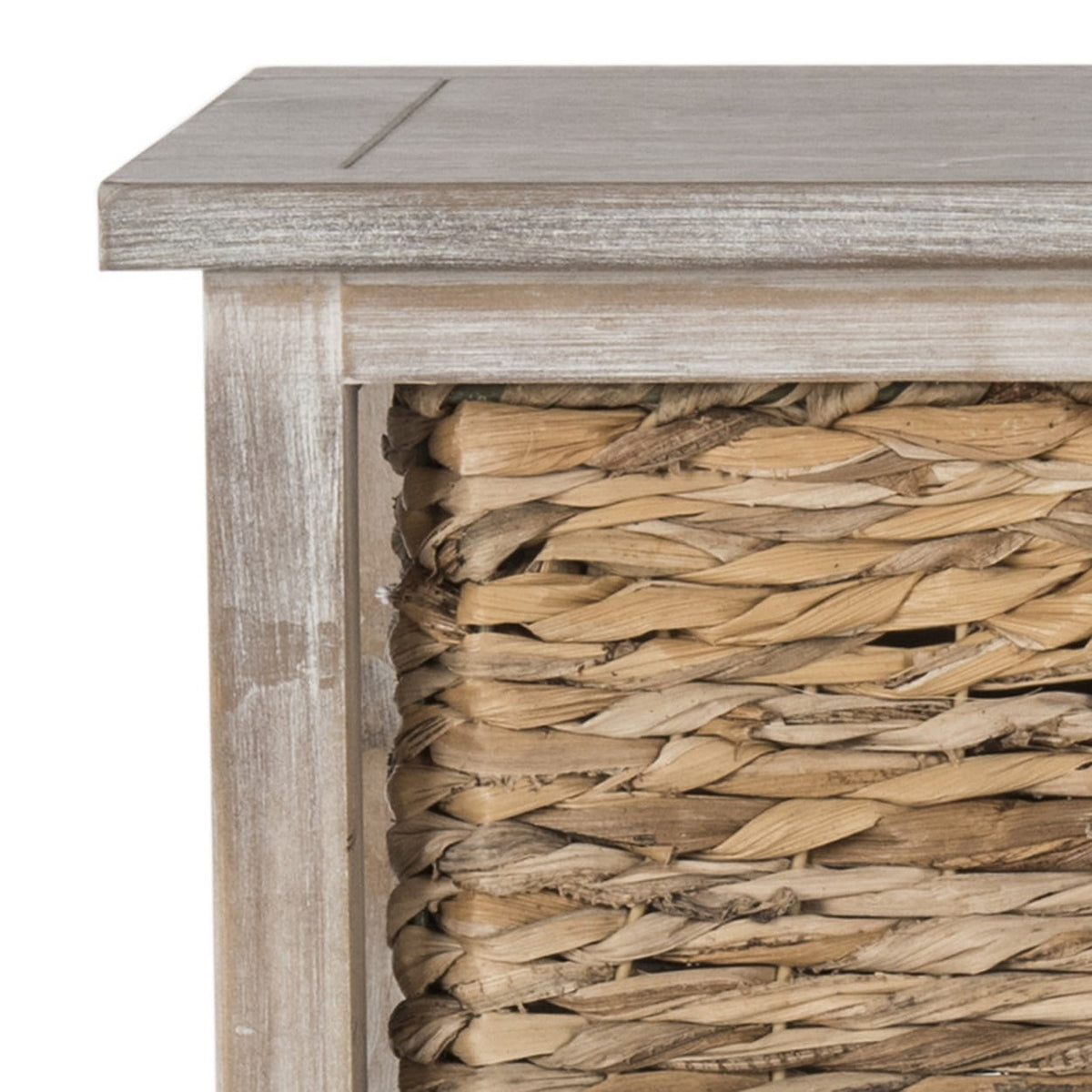 Velmora™ Halle Solid 3 Wicker Basket Storage Side Table, Vintage White