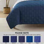 Velmora™ Plaid Quilt, Full/Queen, Blue & White, Lightweight & Reversible Bedding