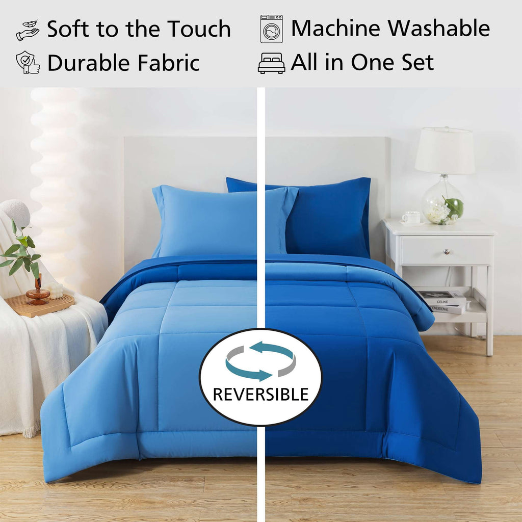 Velmora™ 5-Piece Reversible Bed in a Bag with Laundry Tote, Blue, Twin-XL