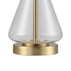 Velmora™ 18 in Clear Glass Table Lamp with Brass Metal Base and Beige Shade