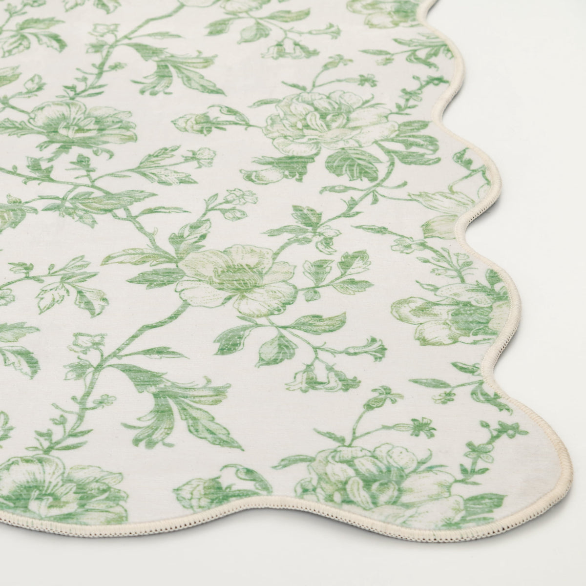 Velmora™ Green Floral Faux Fur Scalloped Indoor Area Rug, 4 ft x 5 ft 6 in