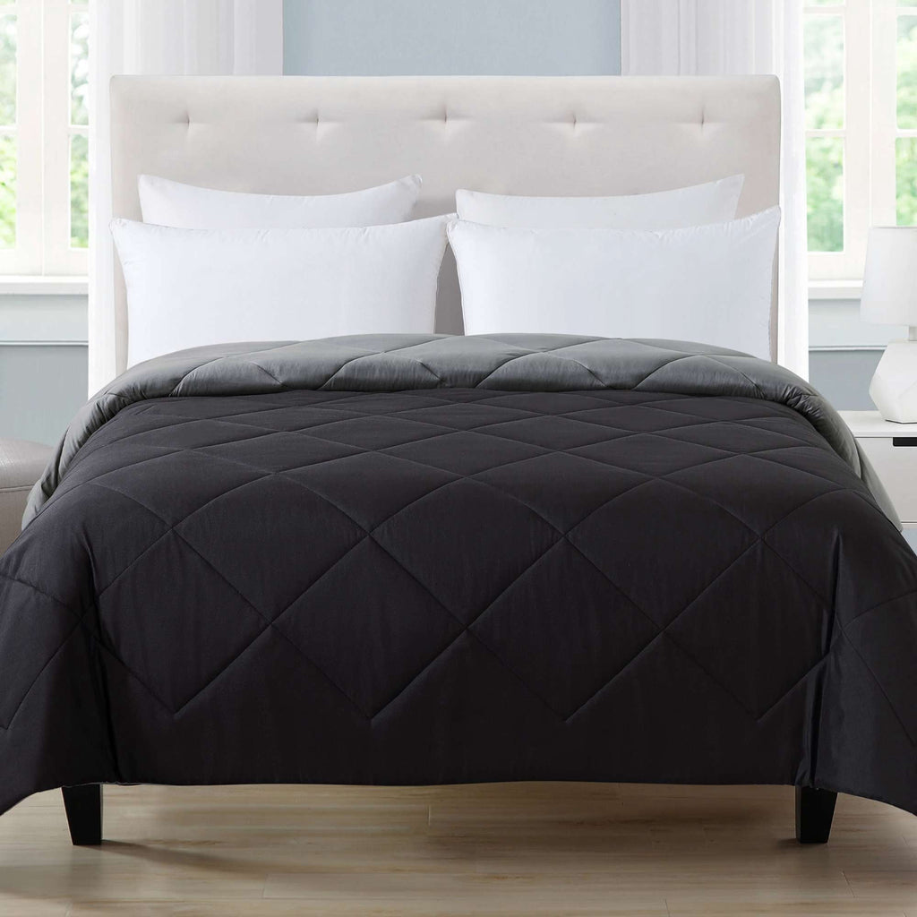 Velmora™ Full/Queen Comforter, All-Season Reversible Microfiber, Black