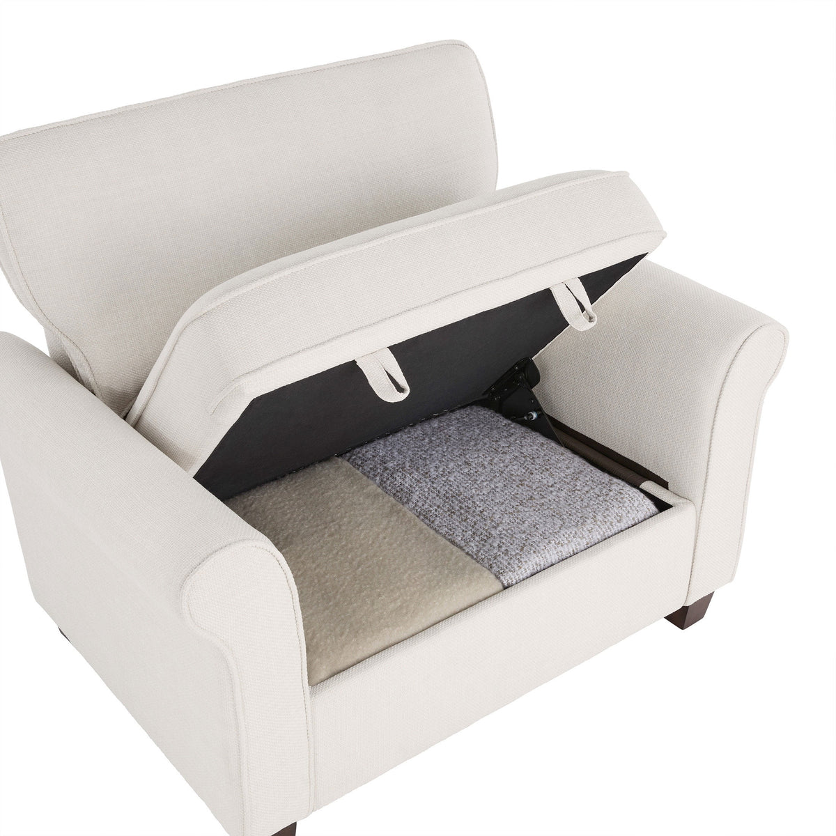 Velmora™ Rolled Arm Storage Accent Chair, Cream