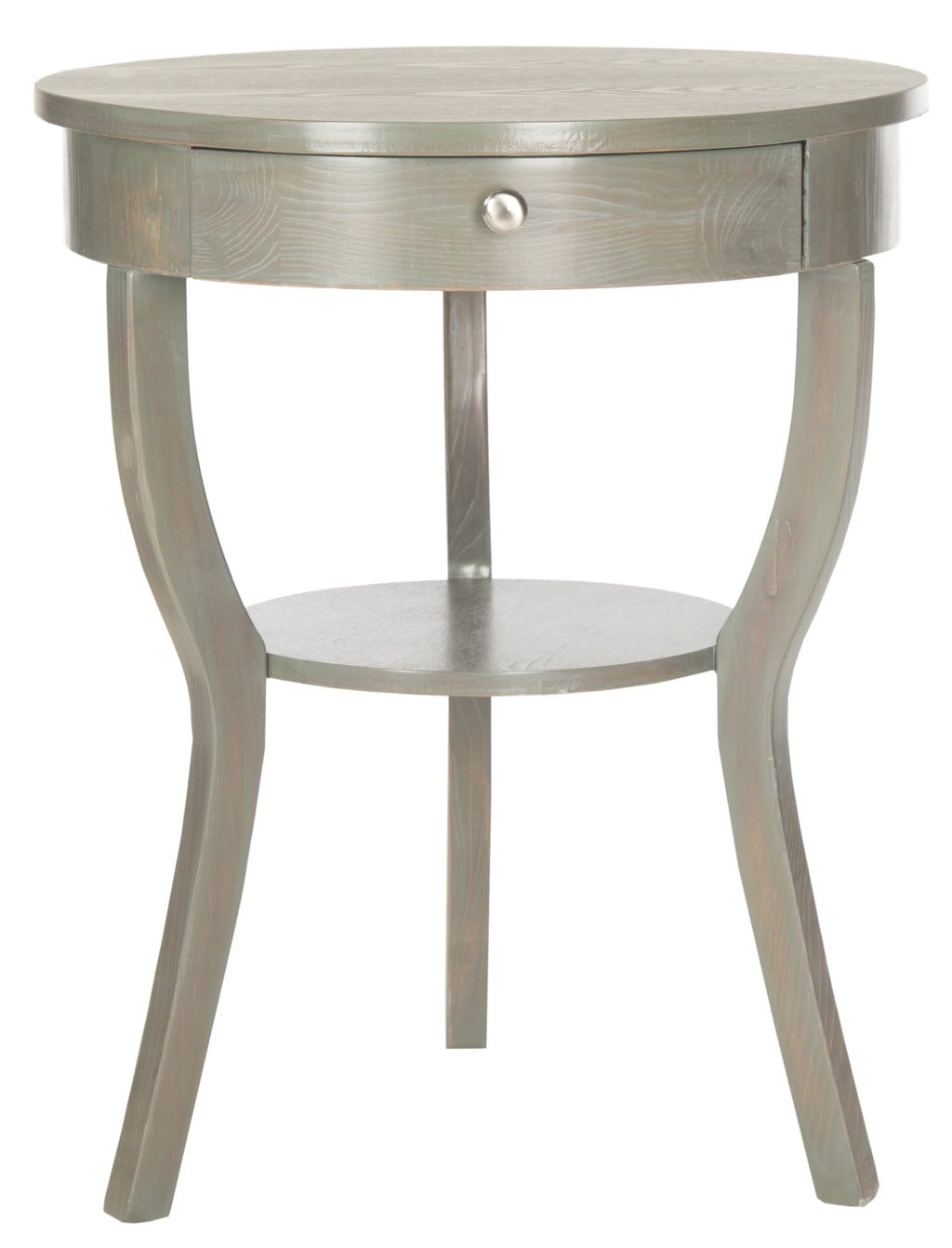 Velmora™ Kendra Contemporary Round Pedestal End Table with Drawer, French Grey