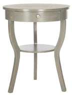 Velmora™ Kendra Contemporary Round Pedestal End Table with Drawer, French Grey