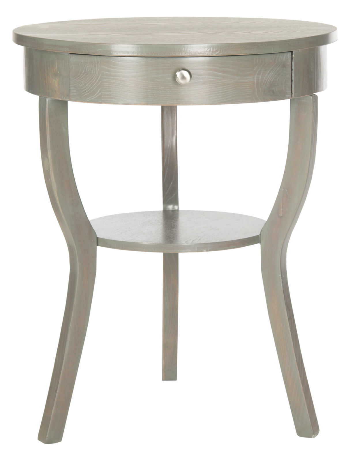 Velmora™ Kendra Contemporary Round Pedestal End Table with Drawer, French Grey