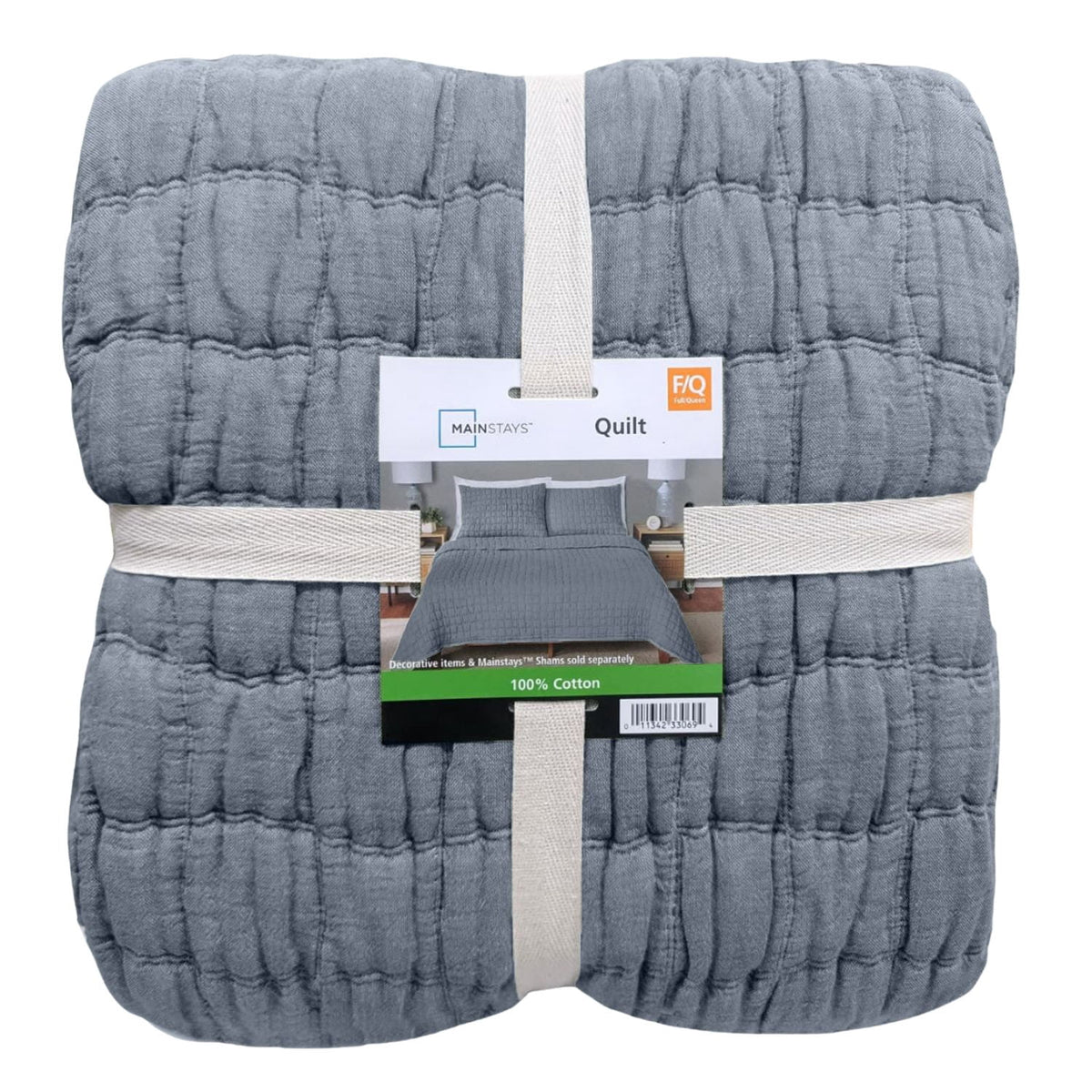 Velmora™ Check Matelasse Quilt, Washed Indigo, Full/Queen