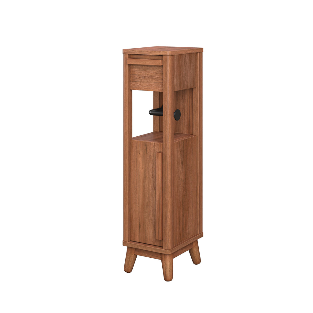 Velmora™ Greyson Slim Bathroom Storage Cabinet with Toilet Paper Holder, Walnut Finish