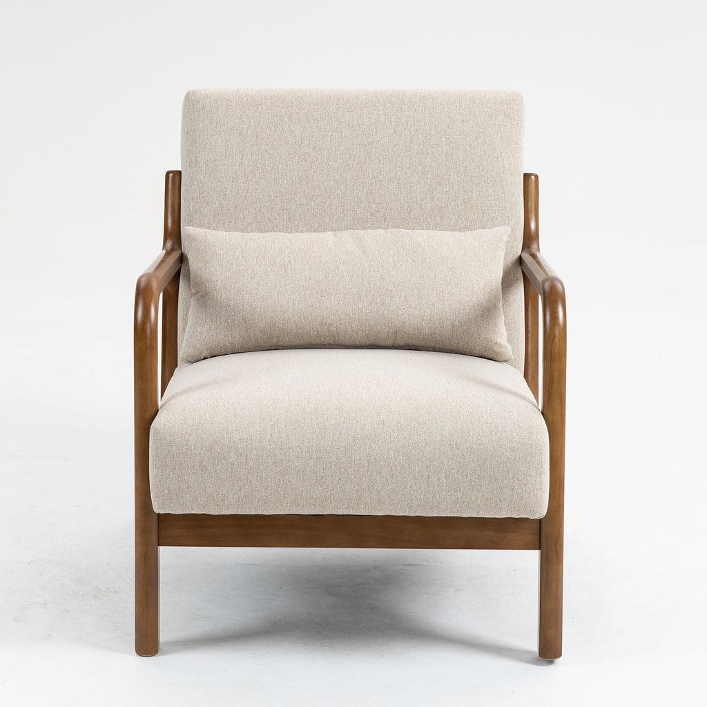Velmora™ Wood Arm Accent Chair, Beige