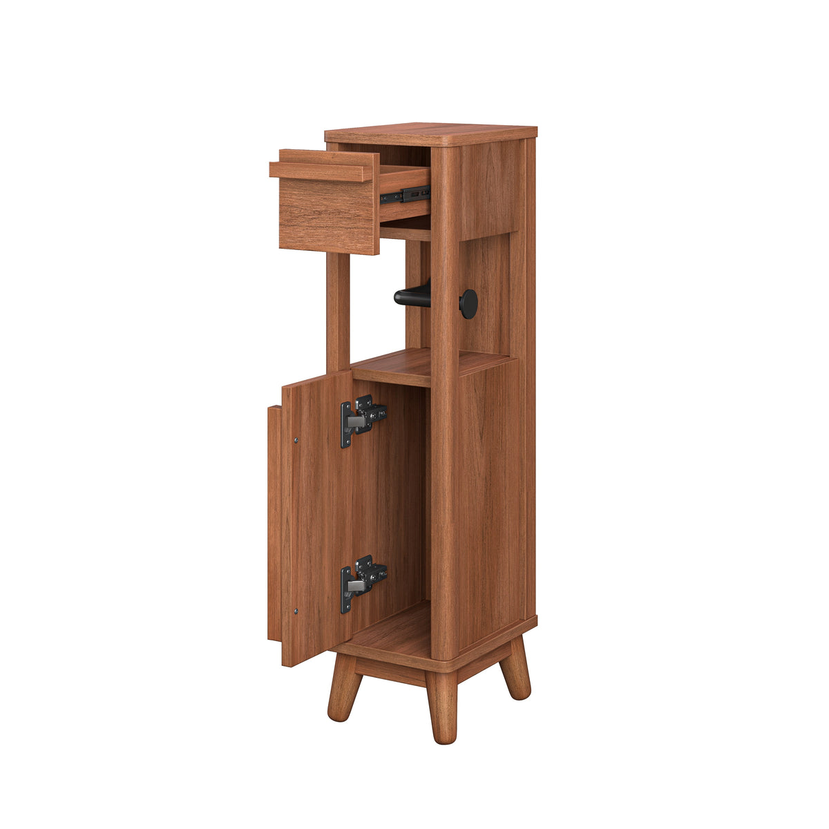Velmora™ Greyson Slim Bathroom Storage Cabinet with Toilet Paper Holder, Walnut Finish