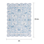 Velmora™ Blue Persian Faux Fur Scalloped Indoor Area Rug, 4 ft x 5 ft 6 in
