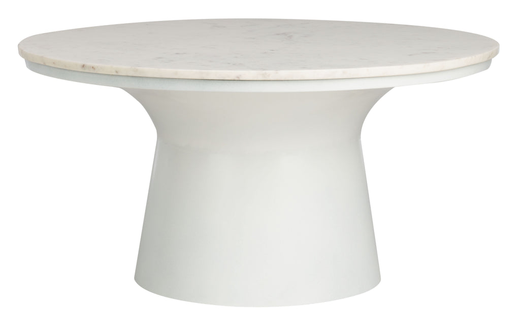 Velmora™ Mila Modern Round Pedestal Coffee Table, White Marble