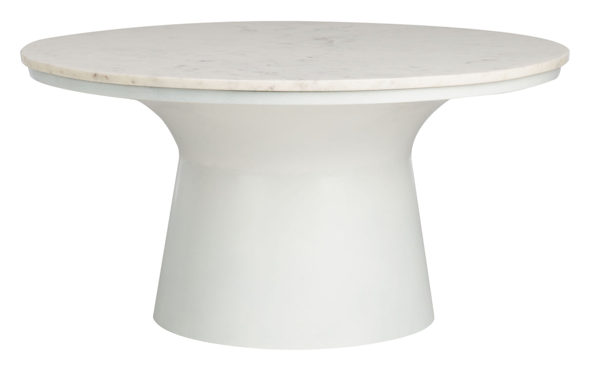 Velmora™ Mila Modern Round Pedestal Coffee Table, White Marble