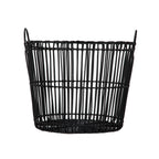 Velmora™ Large Black Poly Rattan Storage Baskets with Handles, Set of 2