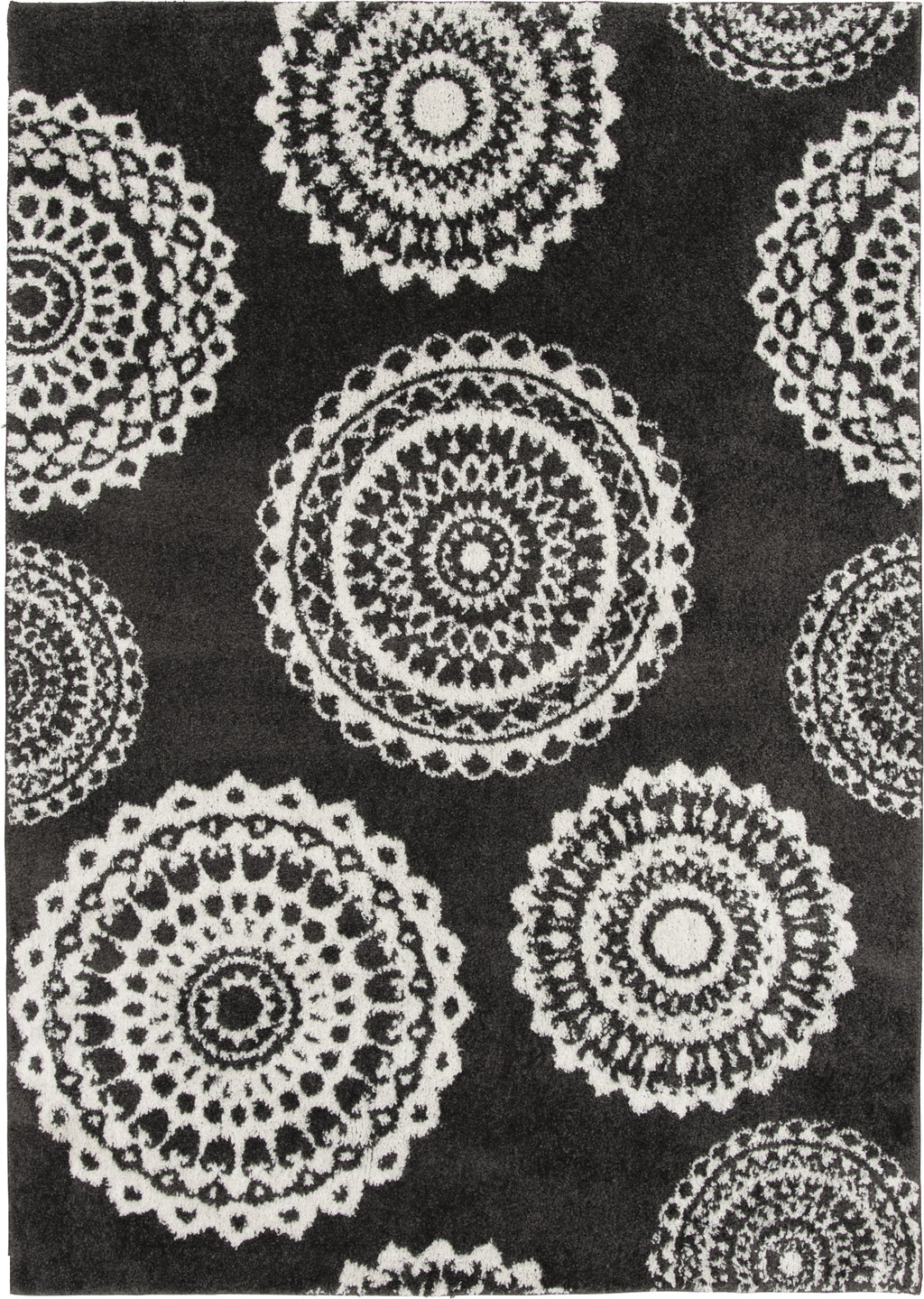 Velmora™ 9'X12' Charcoal Gray Medallion Shag Indoor Area Rug