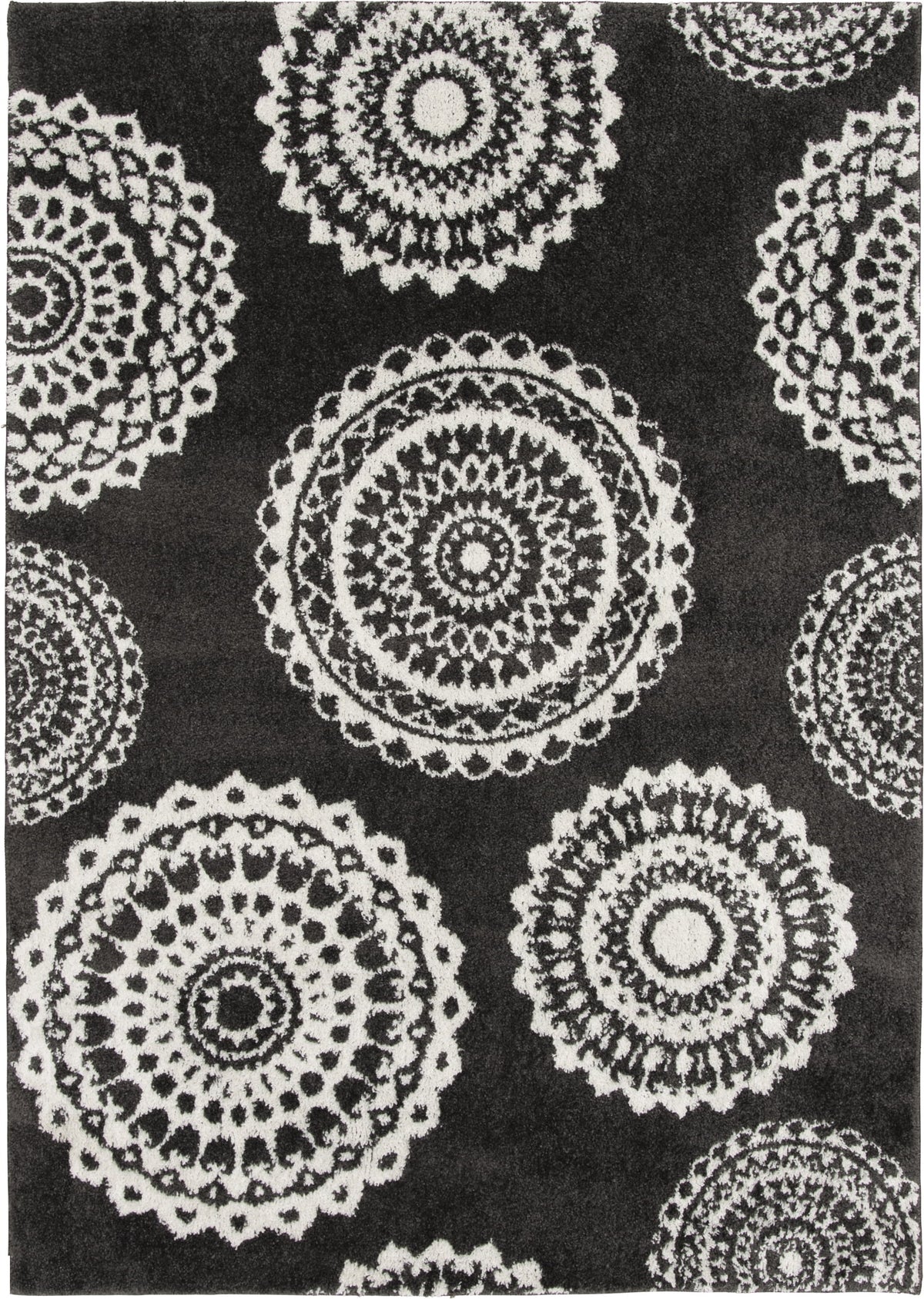 Velmora™ 9'X12' Charcoal Gray Medallion Shag Indoor Area Rug