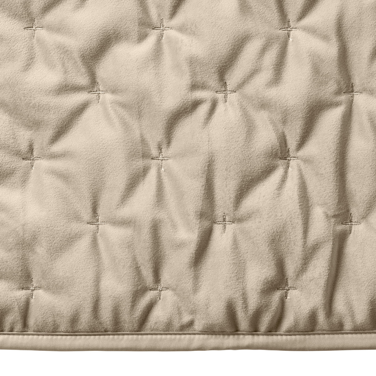 Velmora™ Tan Soft Velvet Embroidered Quilt, Full/Queen