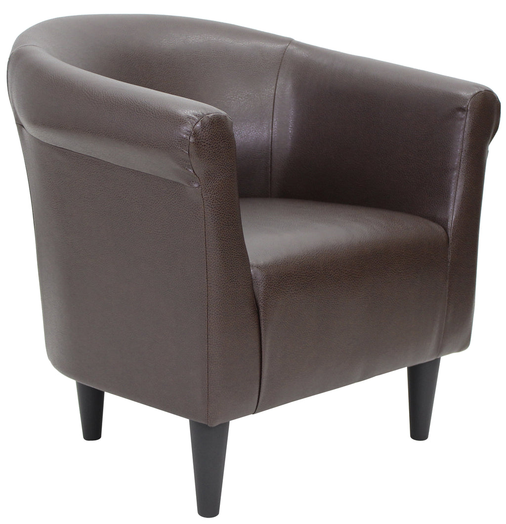 Velmora™ Faux Leather Bucket Accent Chair, Brown