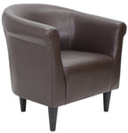 Velmora™ Faux Leather Bucket Accent Chair, Brown