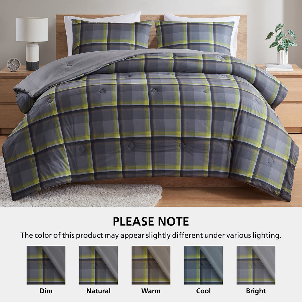 Velmora™ Western Plaid 3-Piece Green Comforter Set, Full/Queen
