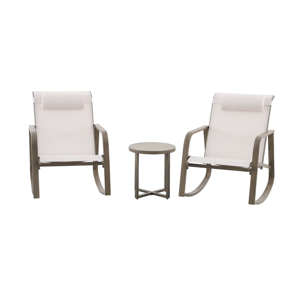 Velmora™ Dashwood 3-Piece Steel Outdoor Rocker Chat Set, Cream