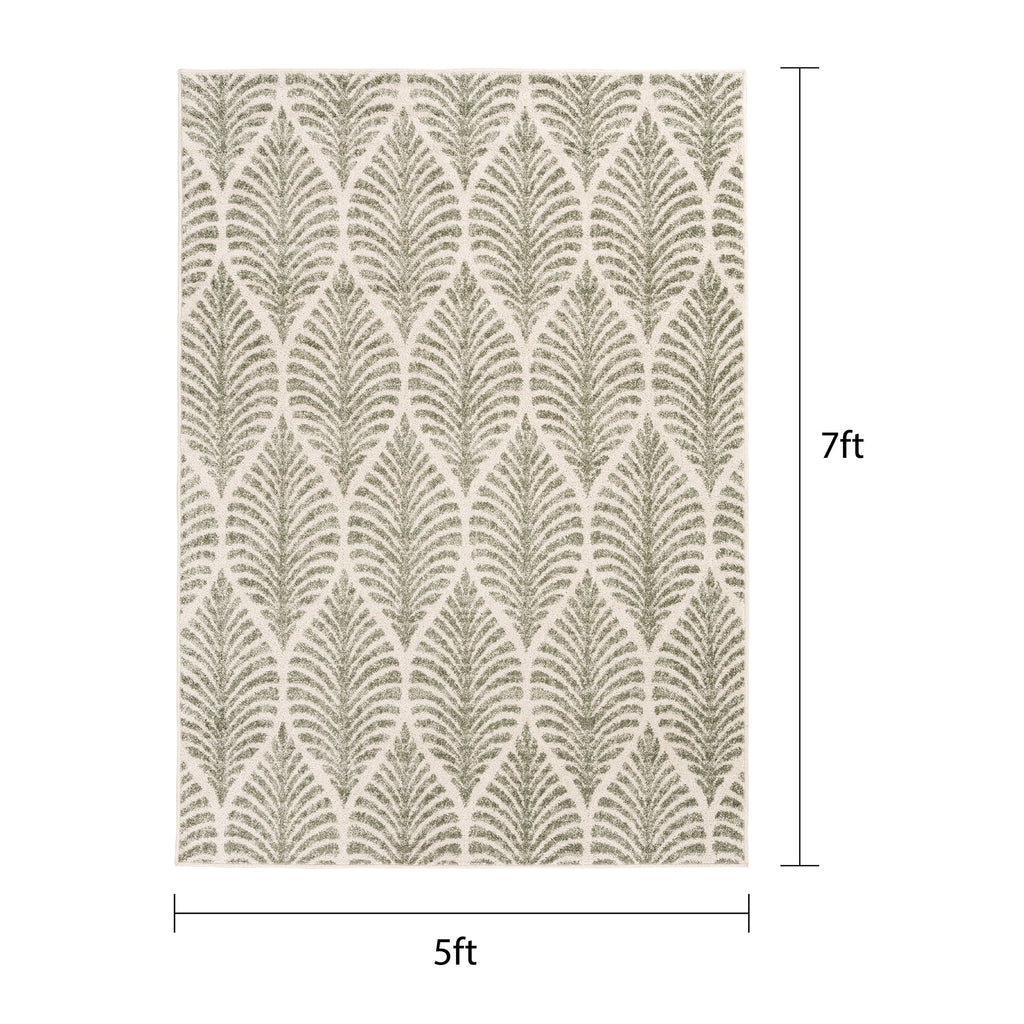 Velmora™ Palm Leaf Indoor Area Rug, Green/Ivory, 5 ft x 7 ft