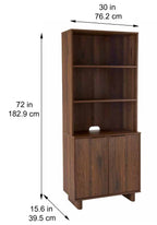 Velmora™ Lillian Fluted Bookcase with Doors and Storage, Walnut Finish