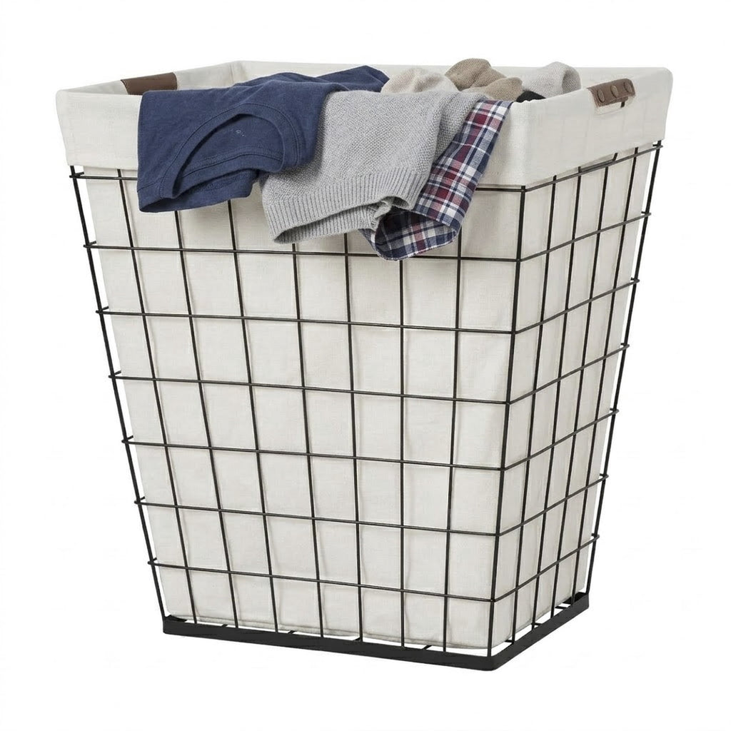 Velmora™ 75L Rectangular Steel Wire Laundry Hamper with Removable Liner, Natural, Adult