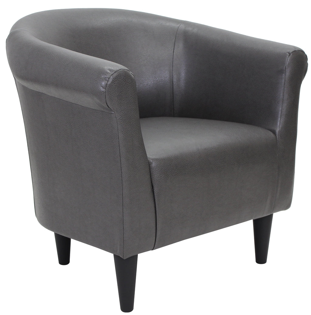 Velmora™ Faux Leather Bucket Accent Chair, Carbon Gray