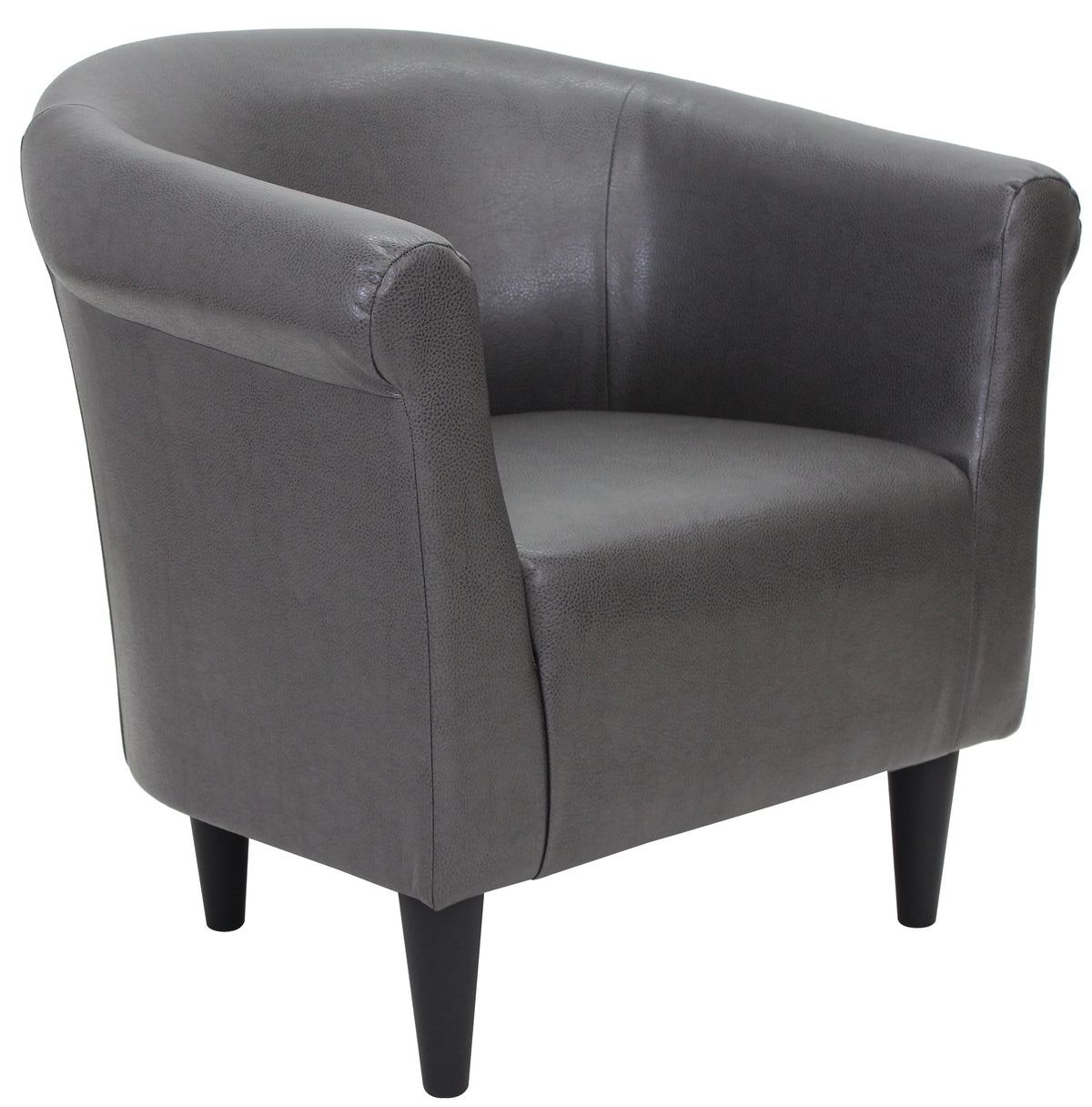 Velmora™ Faux Leather Bucket Accent Chair, Carbon Gray