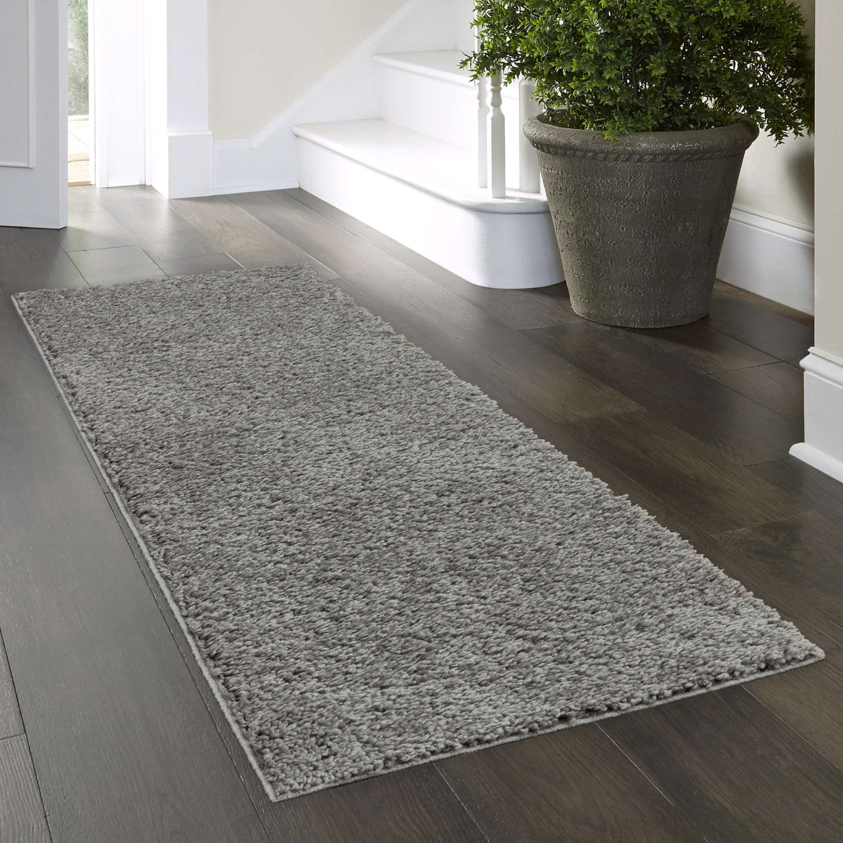 Velmora™ (2 pack) Solid Gray Shag Indoor Runner Rug, 1 ft 9 in x 5 ft