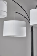Velmora™ 82 in Matte Black 3-Light Arc Floor Lamp with Adjustable Shades