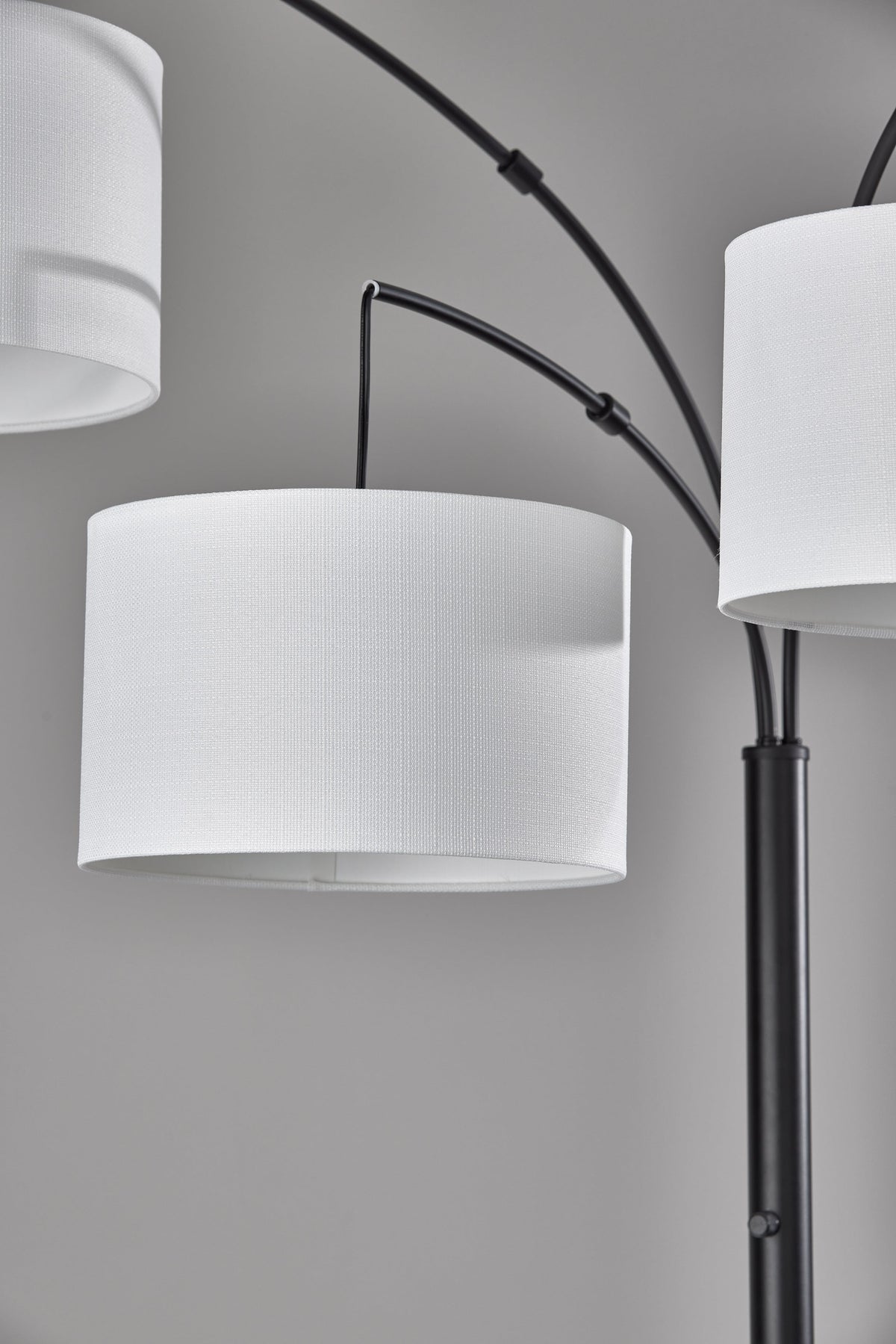 Velmora™ 82 in Matte Black 3-Light Arc Floor Lamp with Adjustable Shades