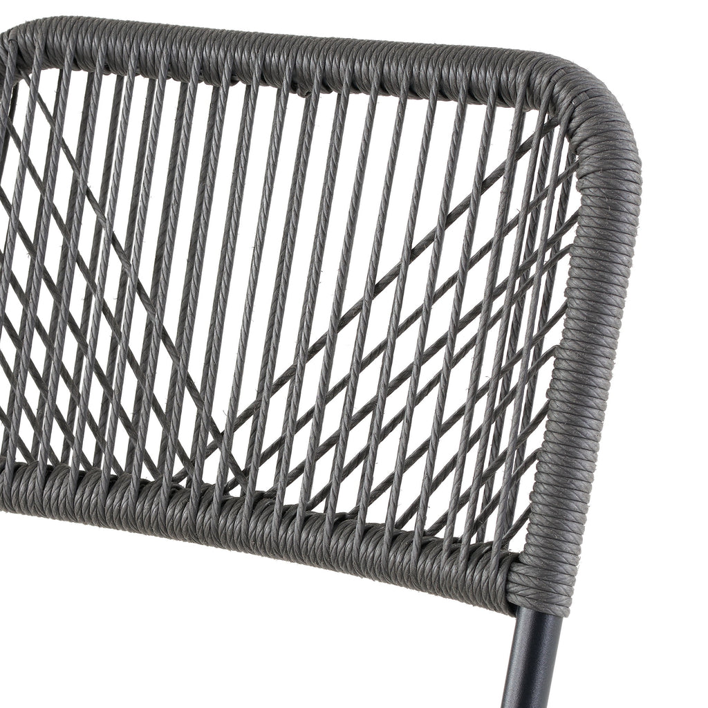 Velmora™ 3-Piece Steel and Wicker Rope Folding Outdoor Patio Bistro Set, Gray/Black