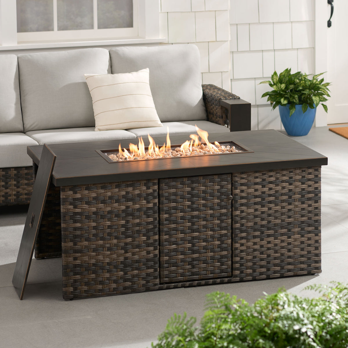 Velmora™ Rockport 4-Piece Outdoor Conversation Set with Firepit Table