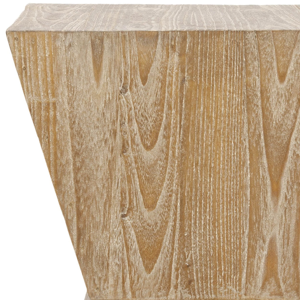 Velmora™ Natak Nautical Straight Curved Oak Side Table, Pickled Oak