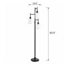Velmora™ 63.5 in 3 Light Contemporary Black Floor Lamp Clear Glass