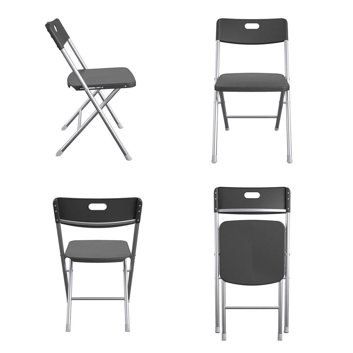 Velmora™ Resin Seat & Back Folding Chair, Black, 4-Pack