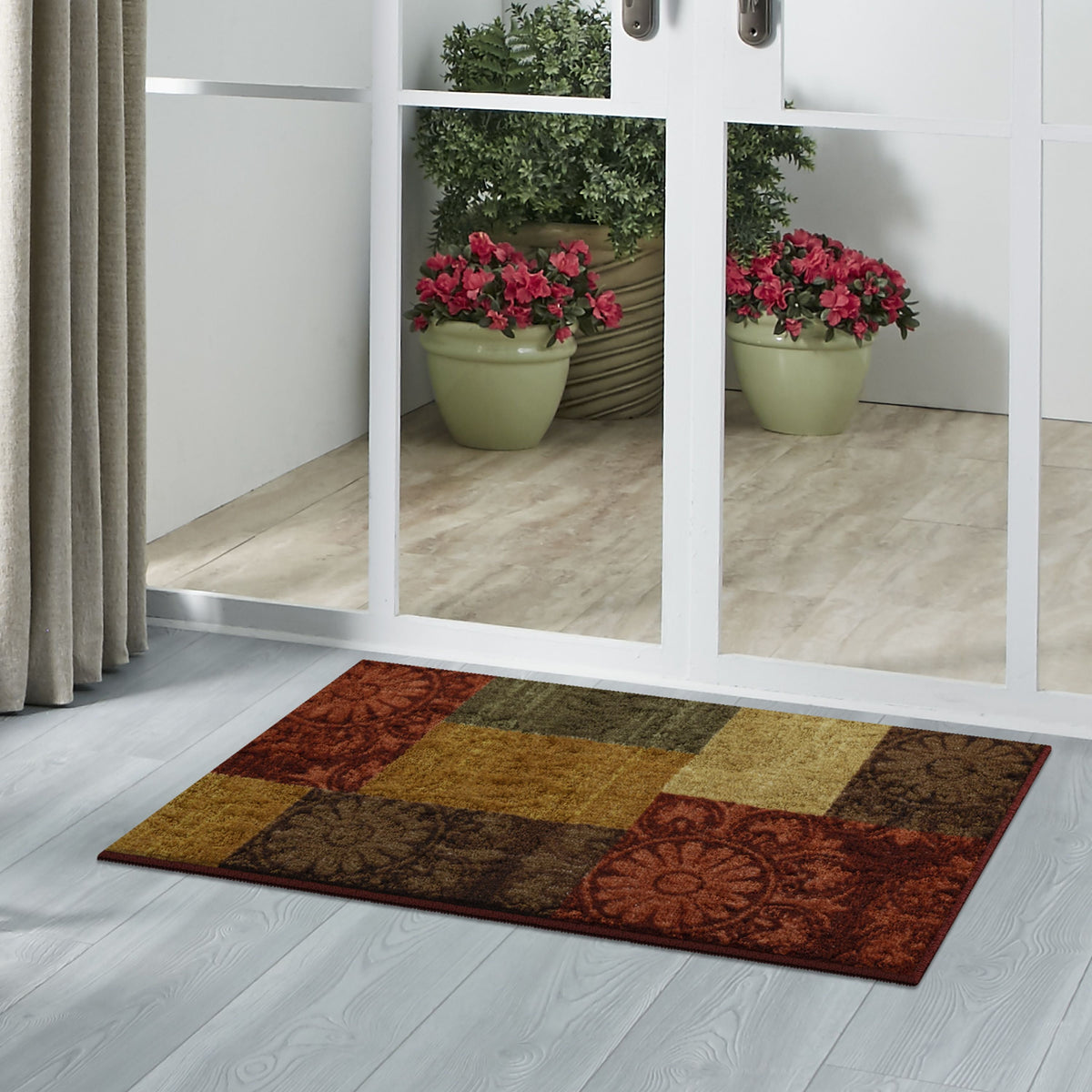 Velmora™ (2 pack) Transitional Medallion Block Red Print Indoor Accent Rug, 2'6"x3'10"
