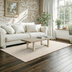 Velmora™ Wool Lines Plush Indoor Tufted Area Rug, Ivory, 5 ft x 7 ft