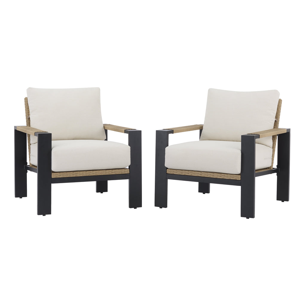 Velmora™ Ventura 2-Piece Outdoor Wicker Chat Chair, Beige